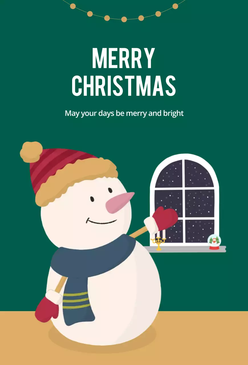 Um cartão de Natal verde e fofo