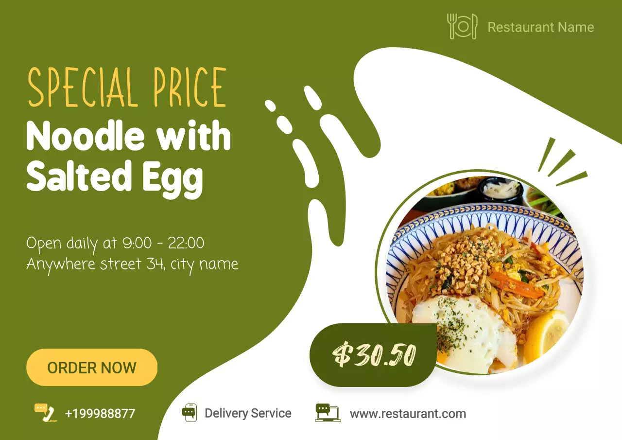 Restoran modern hijau dan promosi makanan