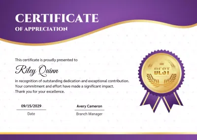 Purple Elegant Certificate of Appreciation