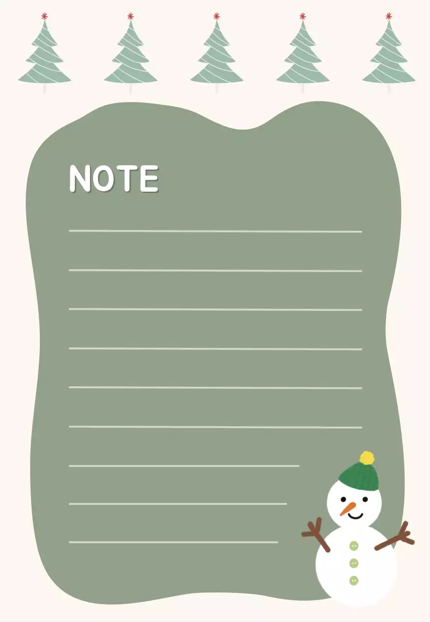 giấy ghi chú người tuyết mùa đông đơn giản màu kaki