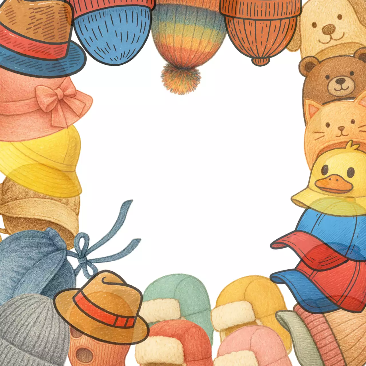 무지개 빛처럼 다양한 모자 포토프레임