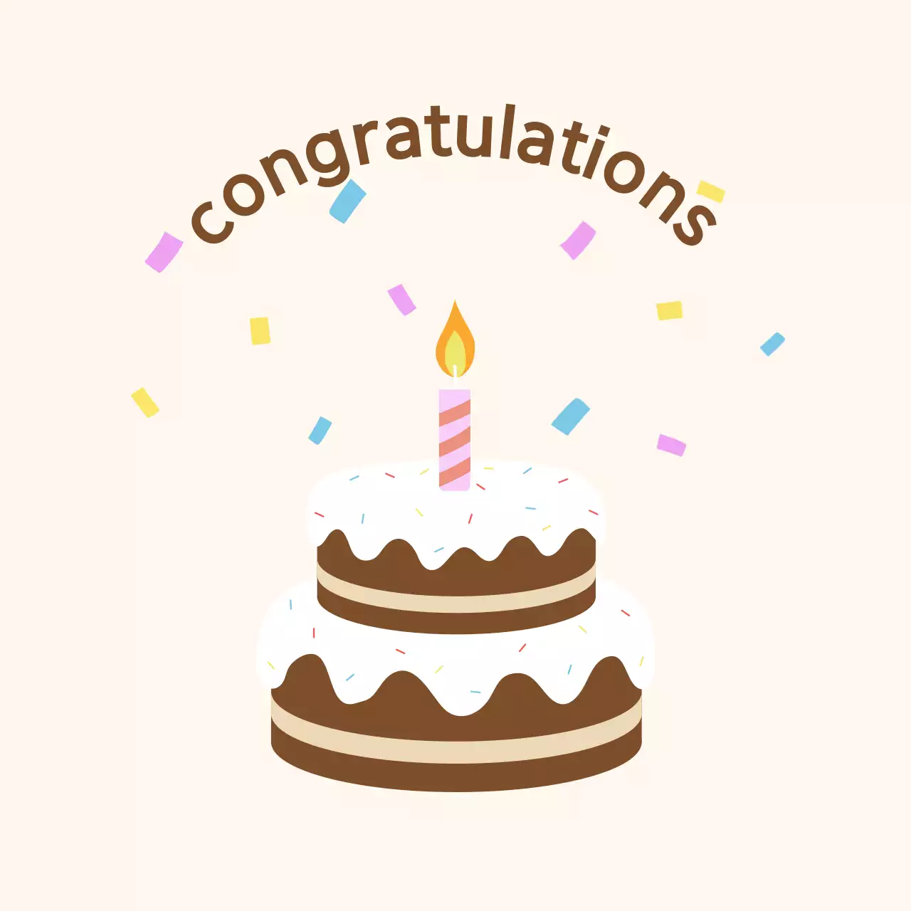 연한 갈색의 심플한 축하 인사