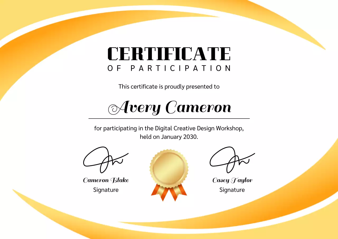 Gold Modern Certificate of Participation