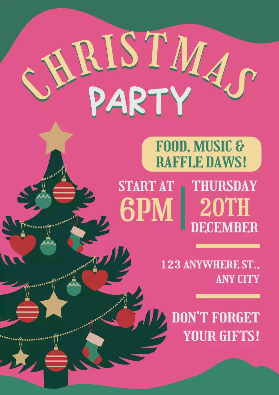 핑크 빈티지 크리스마스 파티 전단지