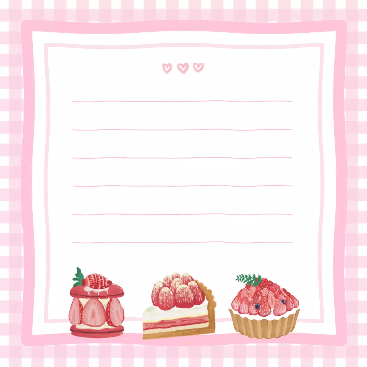 핑크 아기자기한 디저트 메모 문구