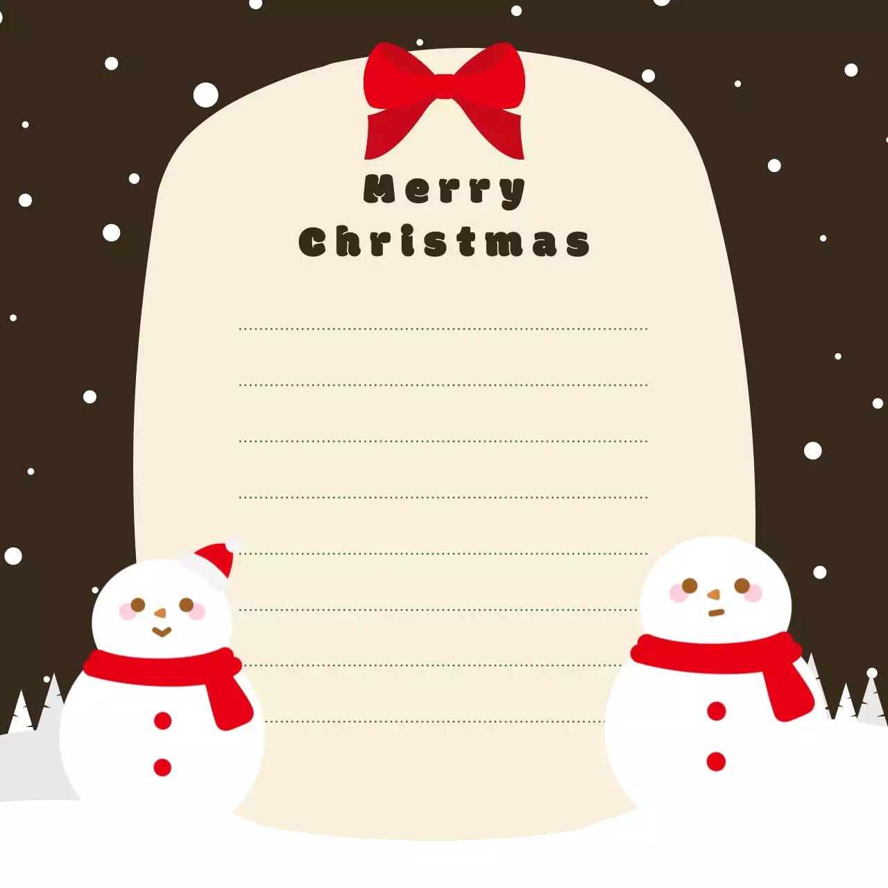 갈색 아기자기한 크리스마스 노트