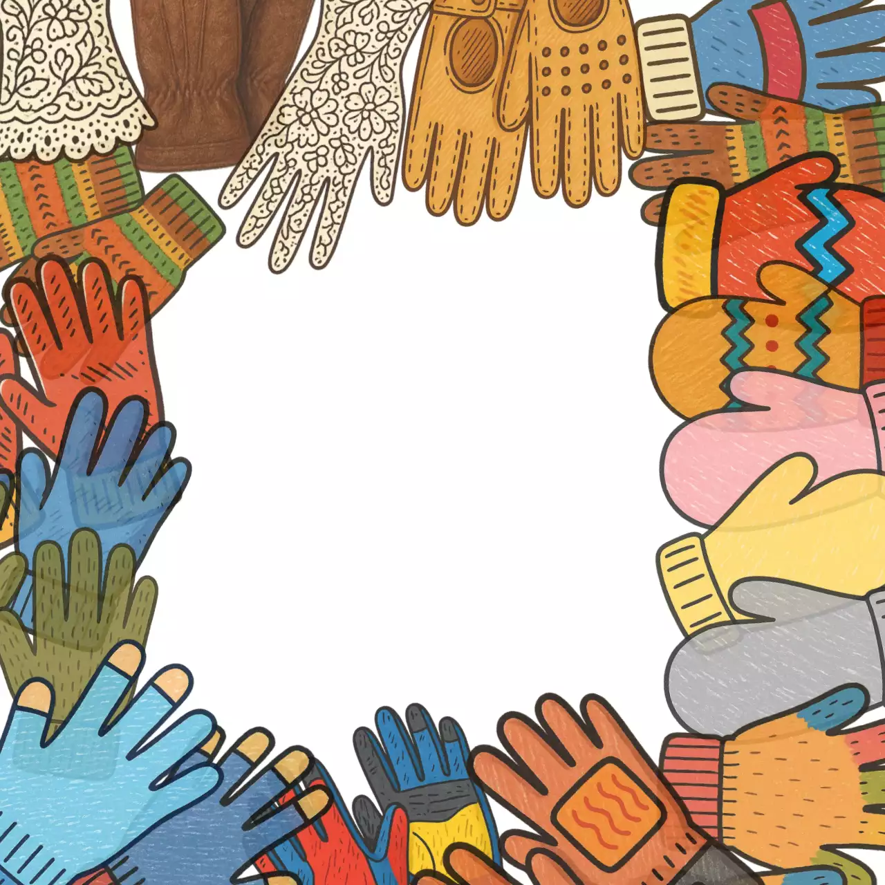 빨강 노랑 다양한 장갑 포토프레임