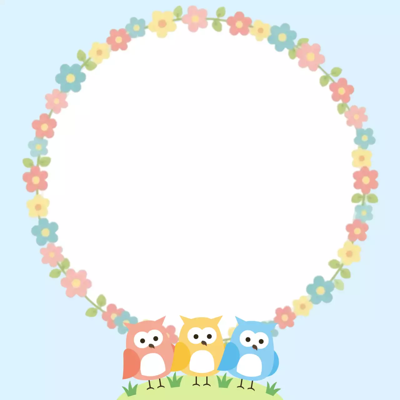 하늘색 아기자기한 동물 문구