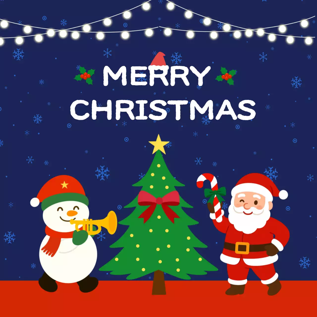 남색 아기자기한 크리스마스 축하 인사