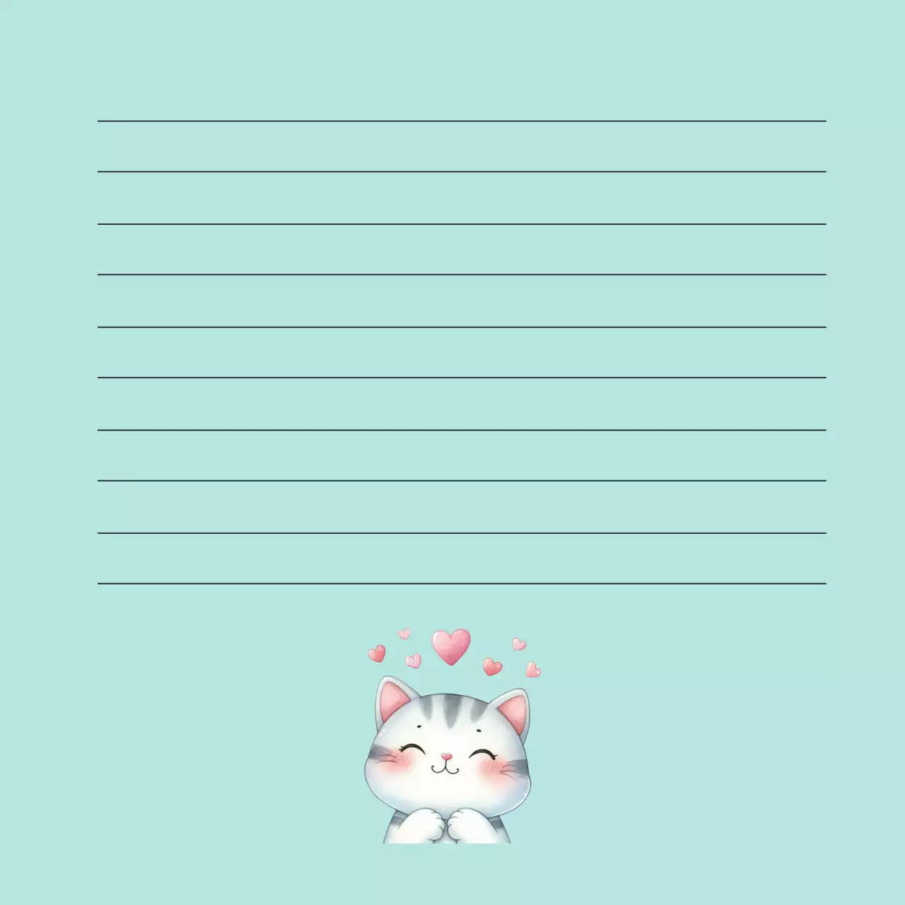 민트 아기자기한 고양이 메모지