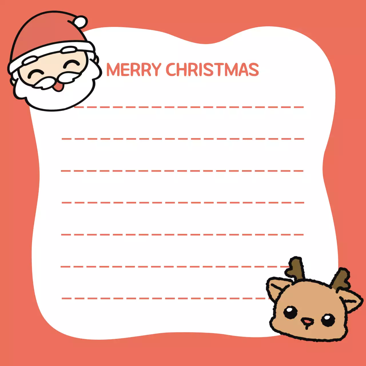 빨강 아기자기한 크리스마스 편지 산타 루돌프