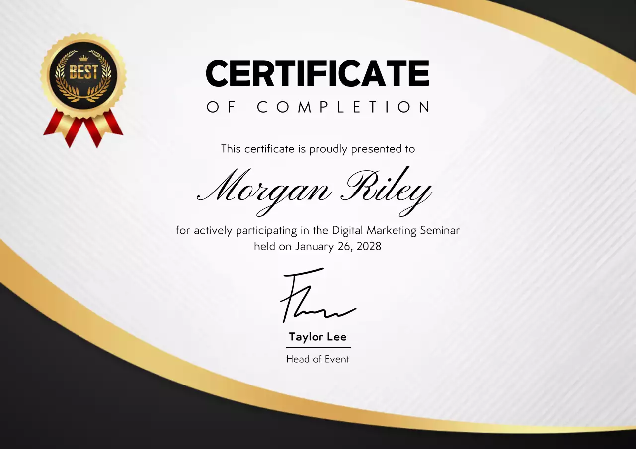 Certificado de Conclusão Moderno Ouro