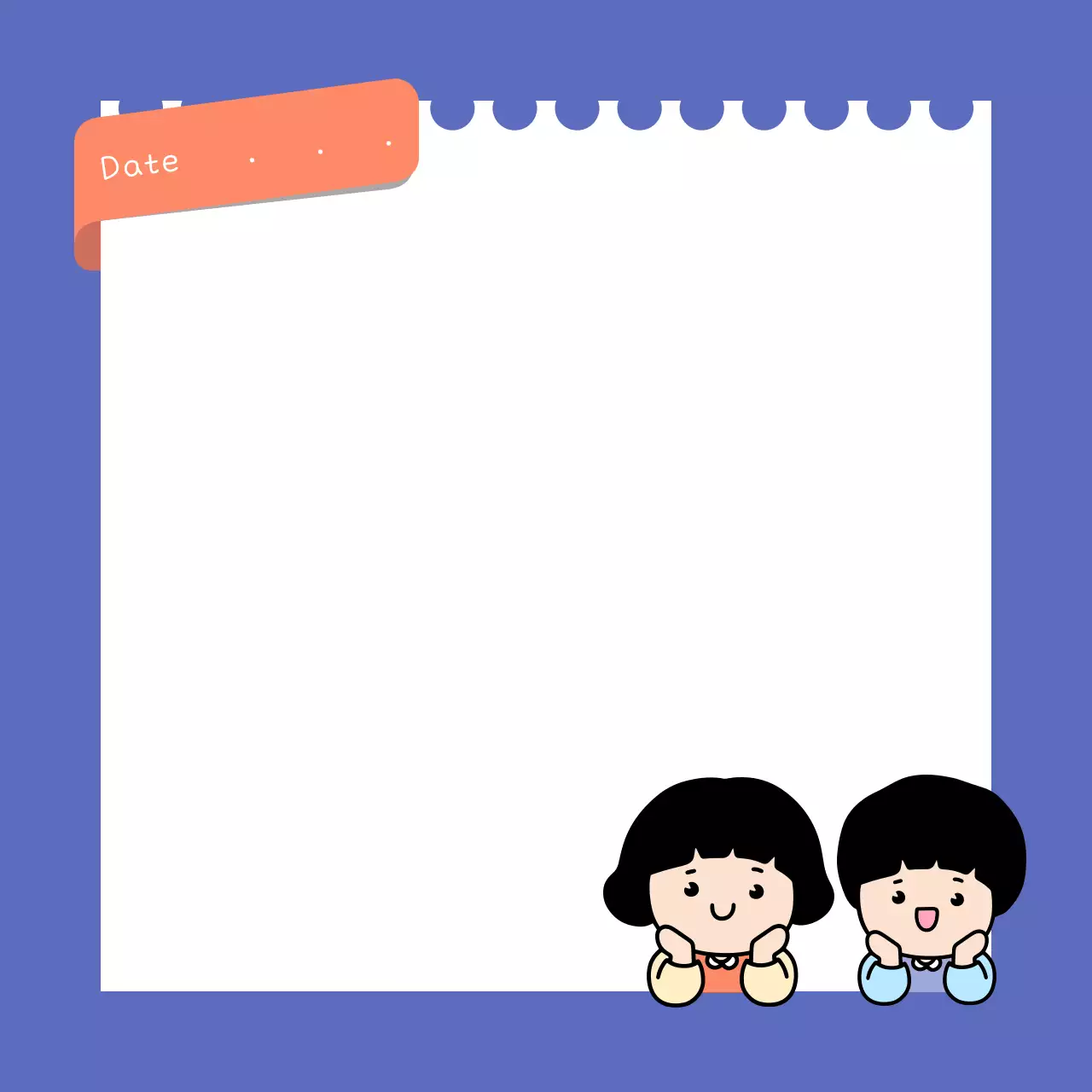 파랑 아기자기한 어린이 캐릭터 메모지 문구