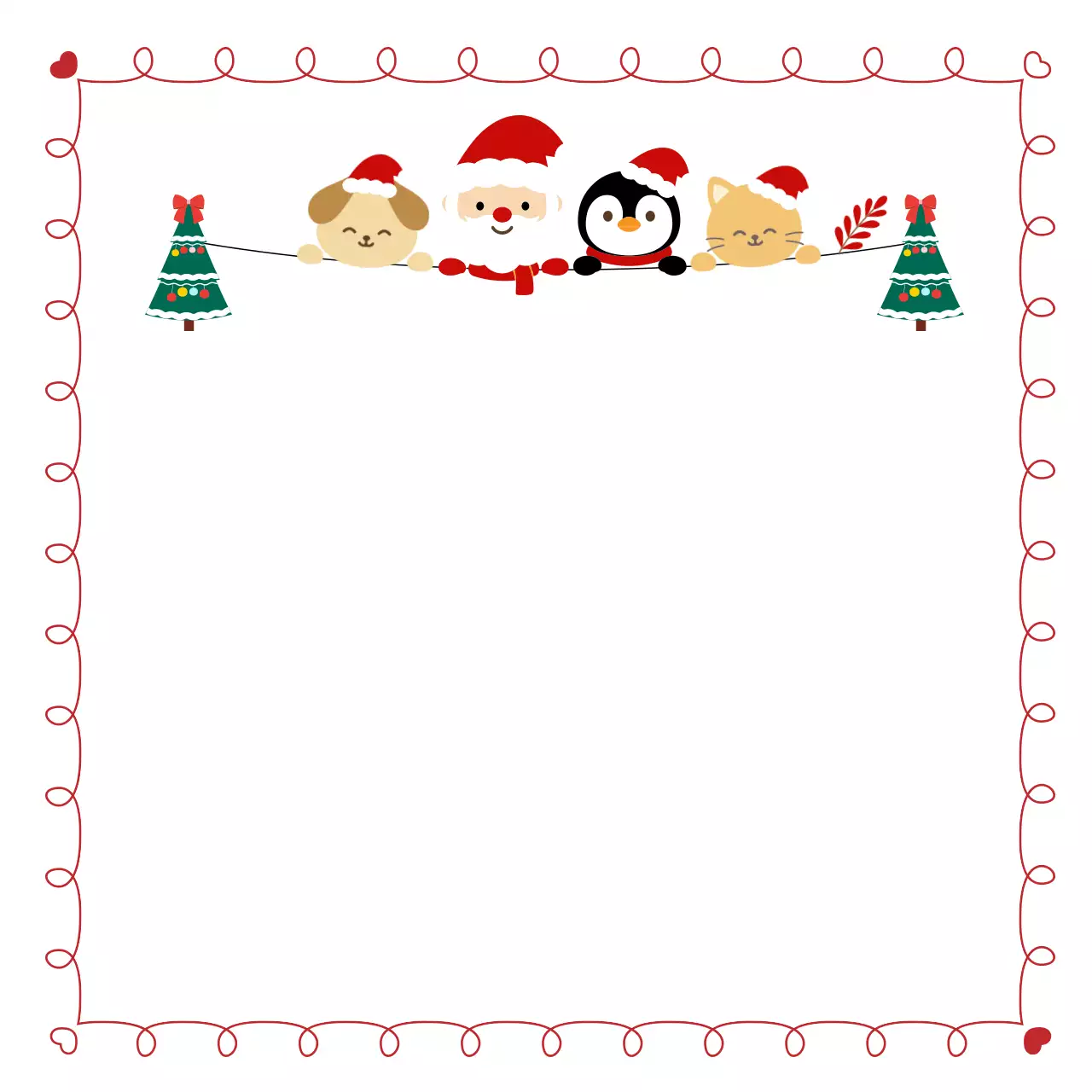 빨강 아기자기한 크리스마스 엽서