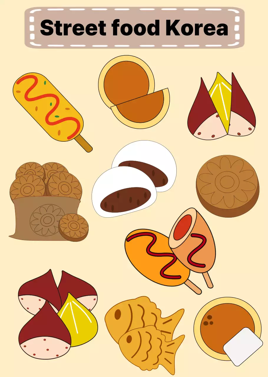 베이지색 겨울철길거리간식 일러스트