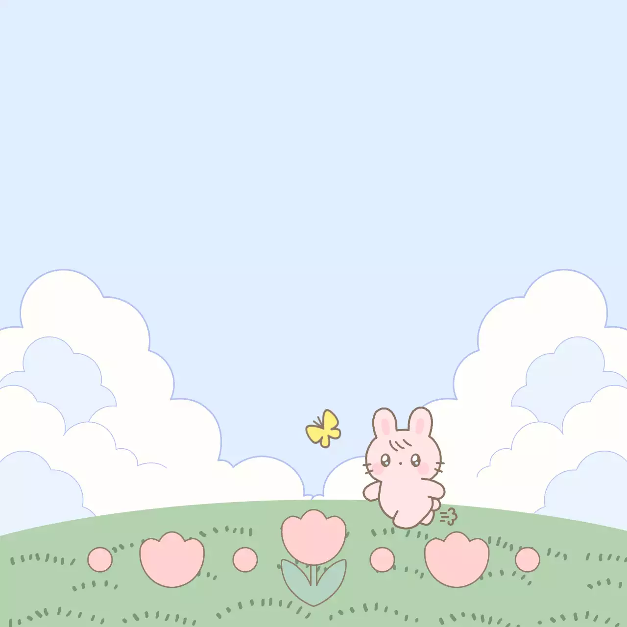 하늘색 아기자기한 캐릭터 엽서