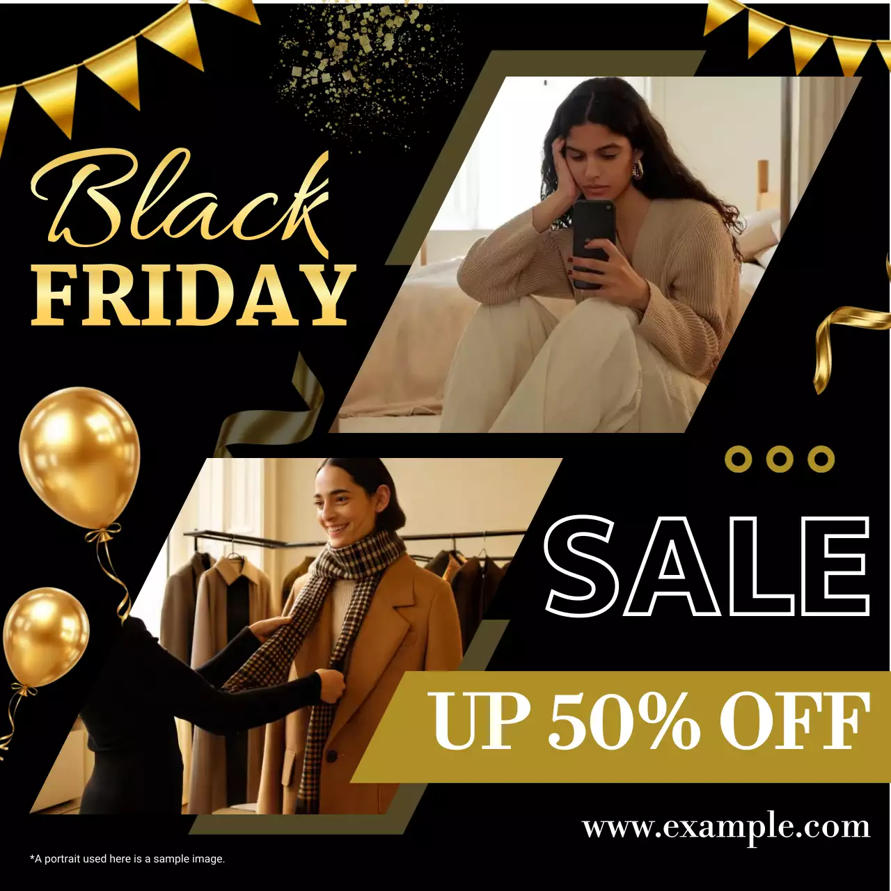 Black and gold modern shopping promotion
