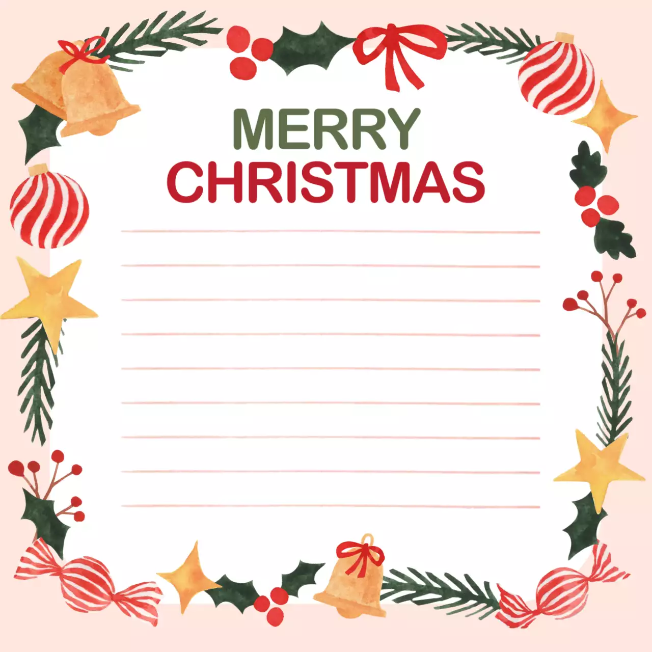 빈티지 수채화 스타일 크리스마스 테두리 디자인