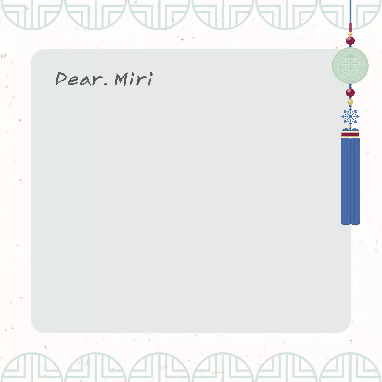 templat surat tradisional Korea berwarna biru