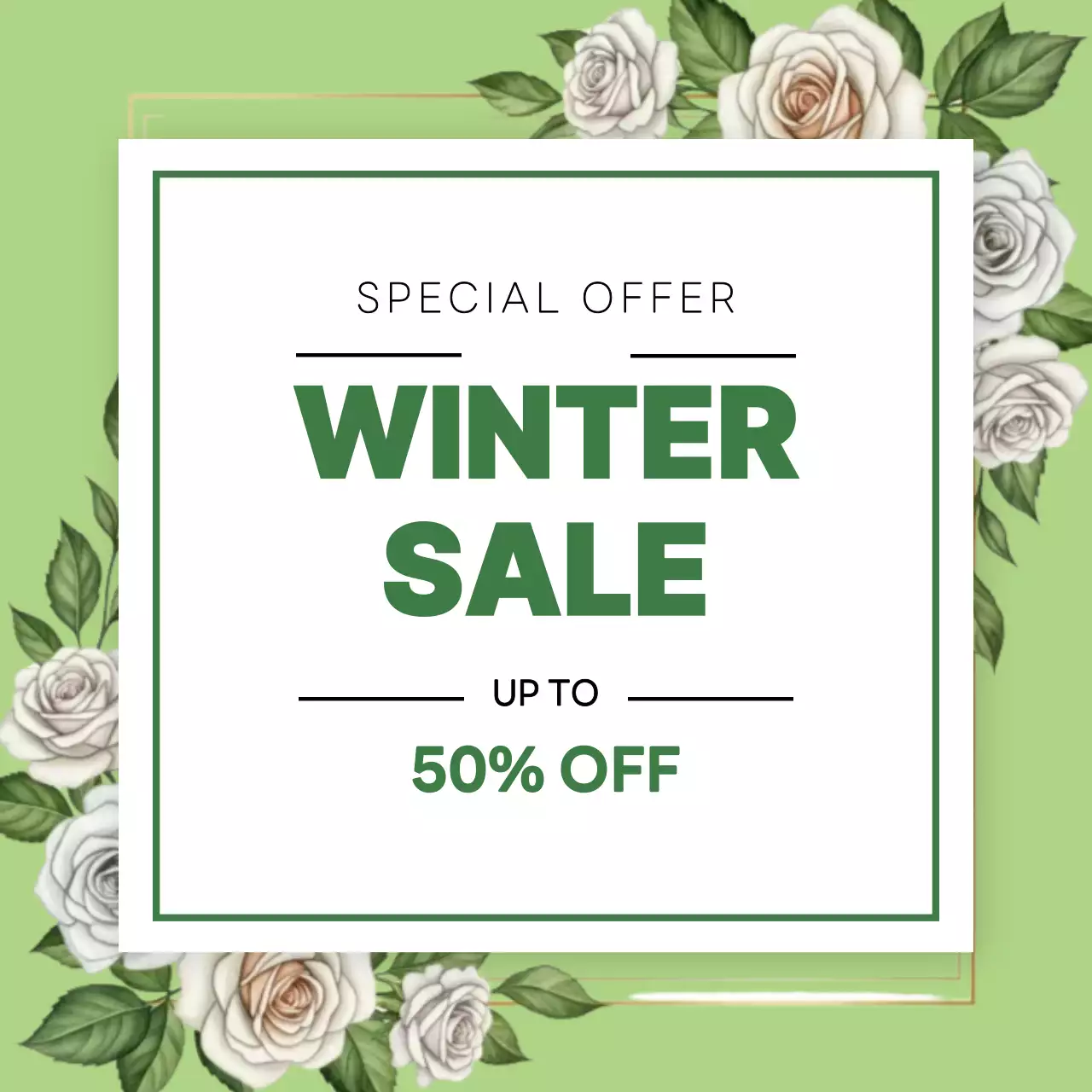 Green floral winter sale promotion