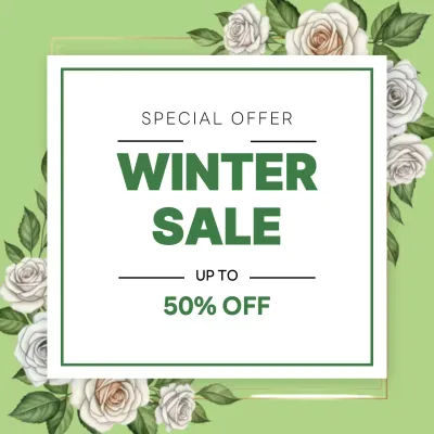 Green floral winter sale promotion