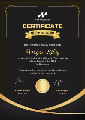 Black Elegant Certificate of Participation