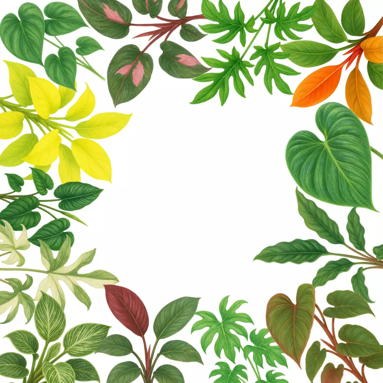 초록 싱그러운 '나무를 사랑하는 식물' Philodendron 포토프레임