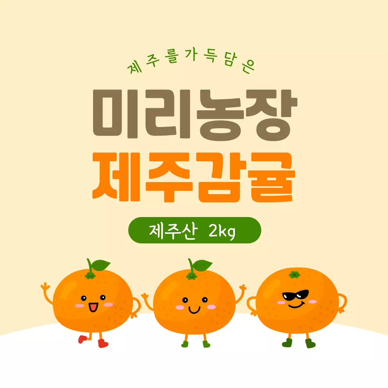 주황색 귀여운 제주감귤 정사각형 라벨