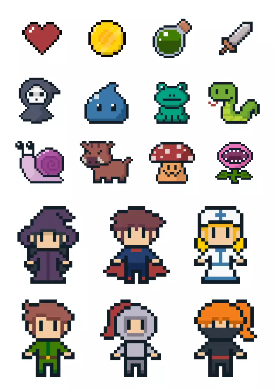 노랑 레트로 게임 문구