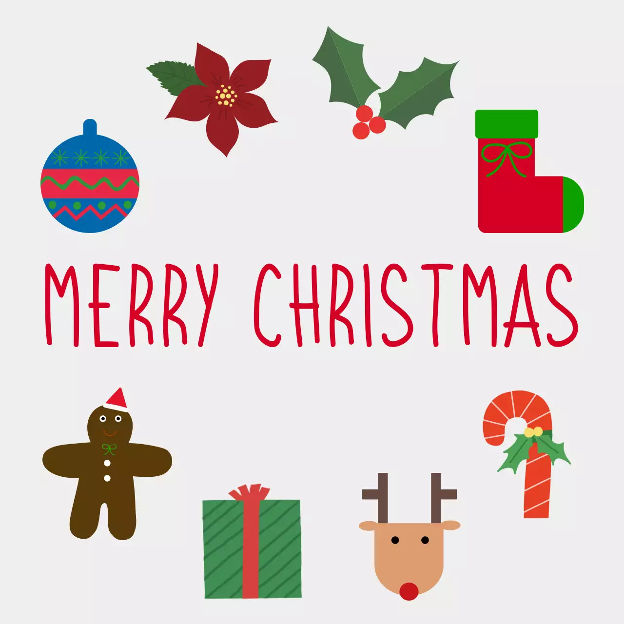 흰색 아기자기한 크리스마스 카드