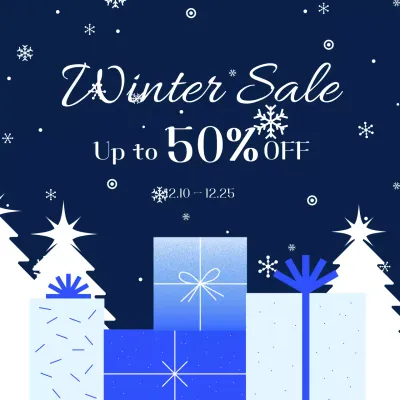blue modern winter sale promotion