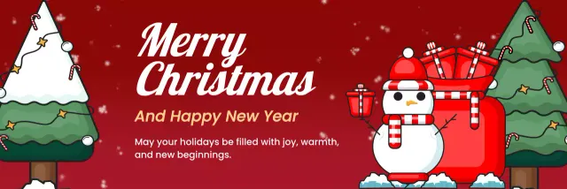 Red And White Illustrative Merry Christmas And Happy New Year