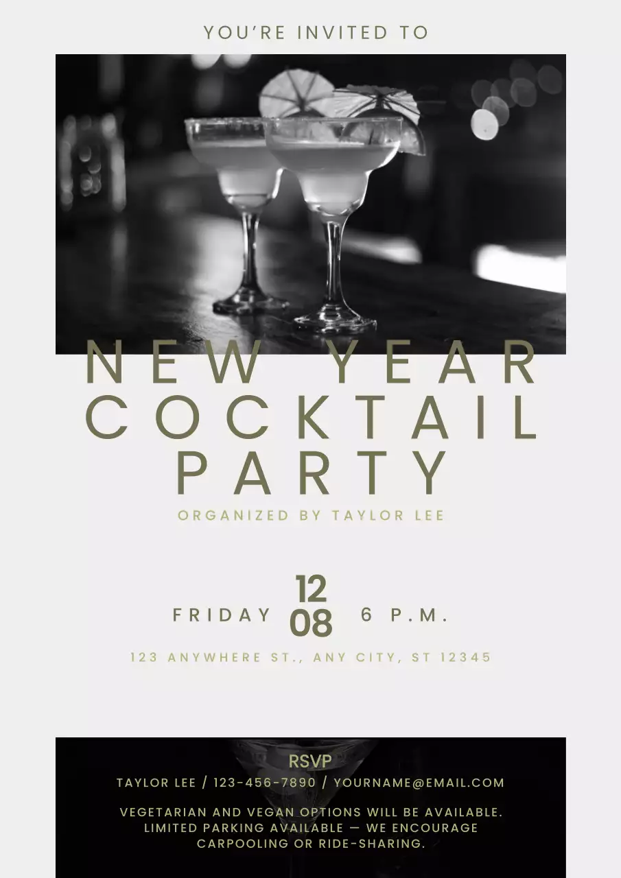 New Year Cocktail Party Invitation Web Poster