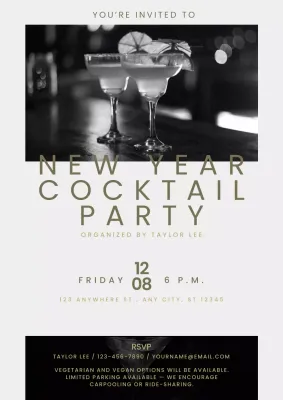 New Year Cocktail Party Invitation Web Poster