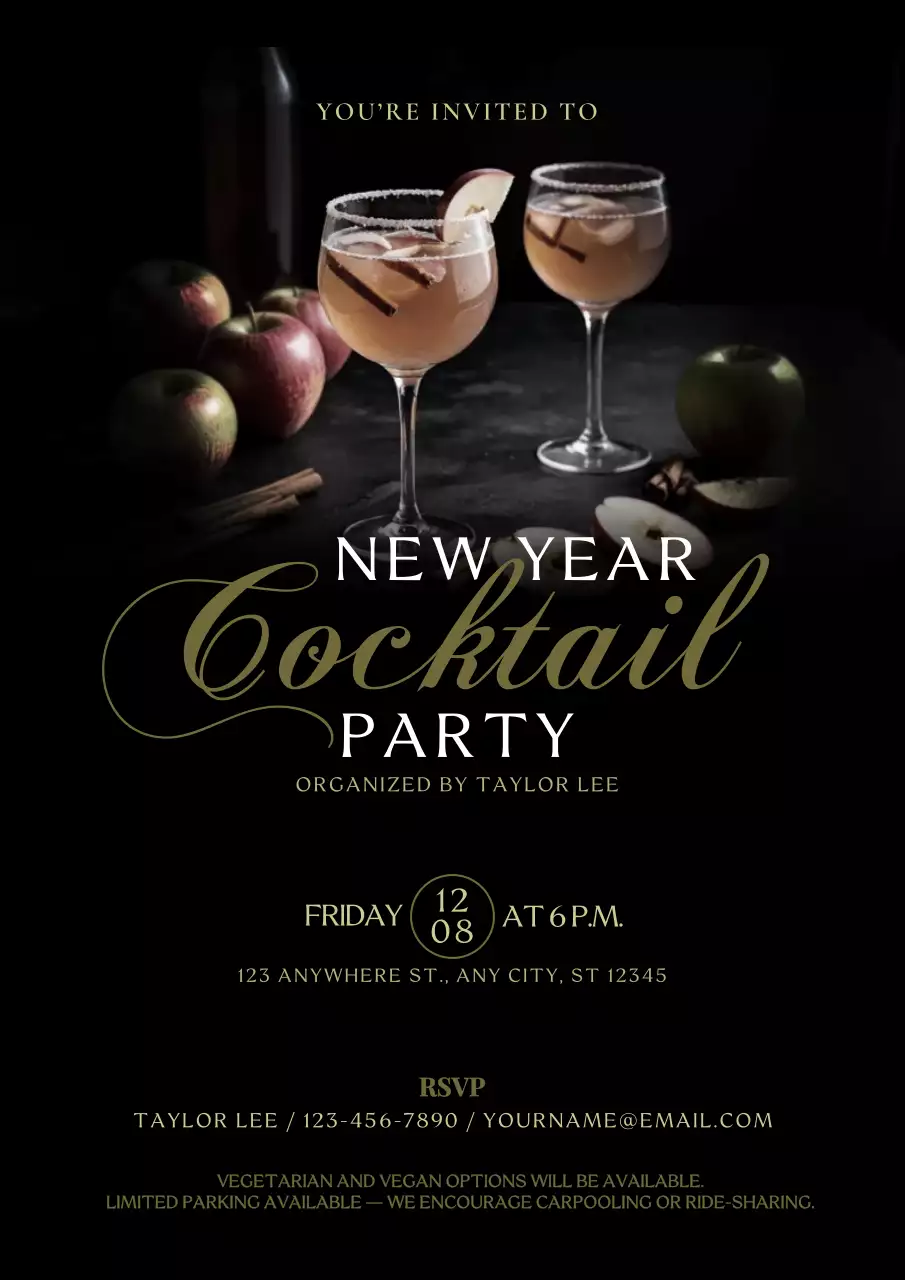New Year Cocktail Party Invitation Web Poster