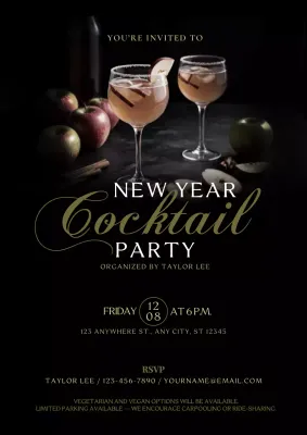 New Year Cocktail Party Invitation Web Poster