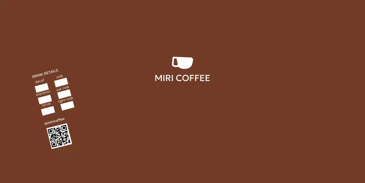 茶色 シンプル コーヒー ロゴ キューアールとチェック