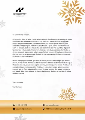 Gold Snowflake Christmas Letterhead Poster