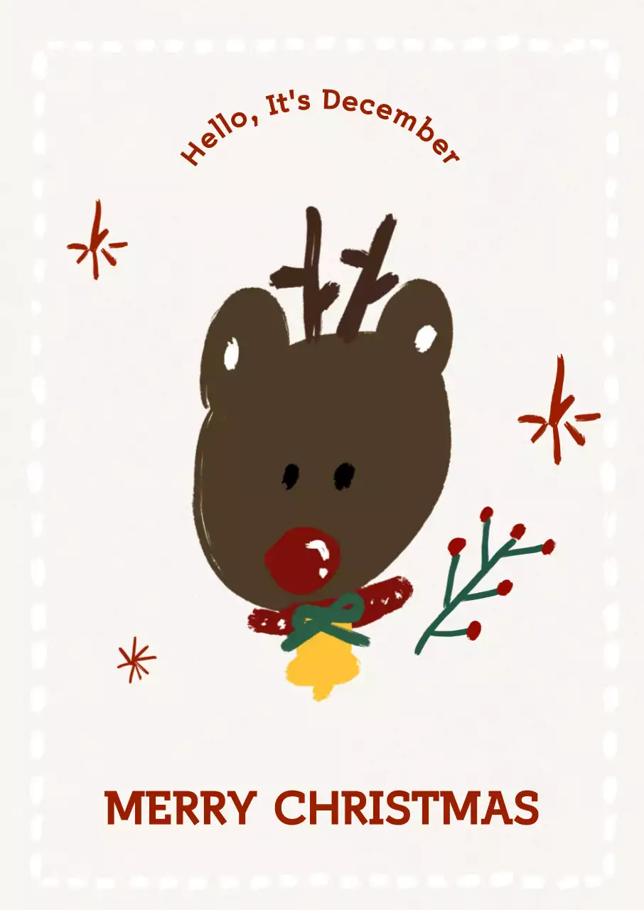 갈색 아기자기한 크리스마스 엽서