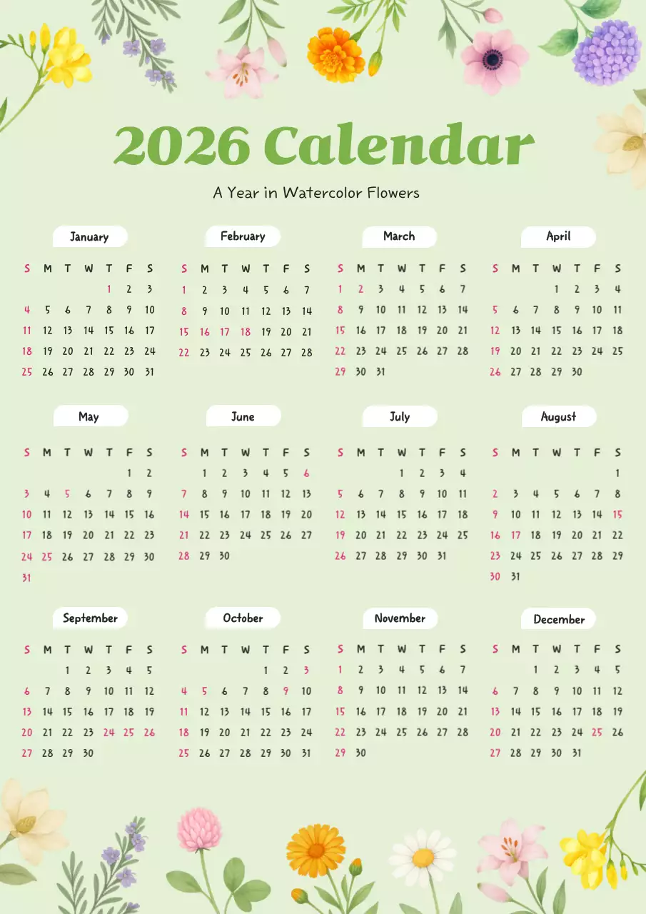 민트 자연 달력 캘린더