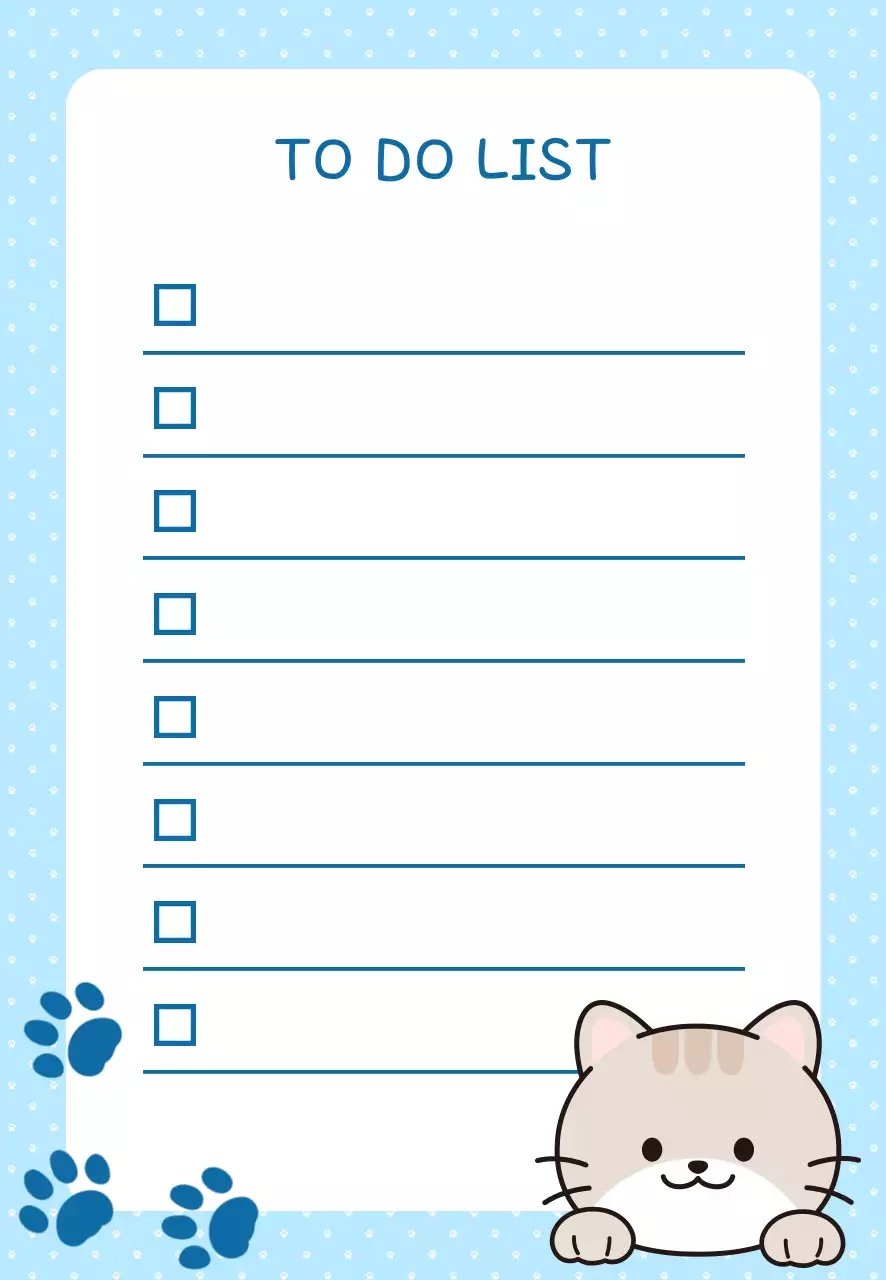 Danh sách kiểm tra mèo xanh dễ thương