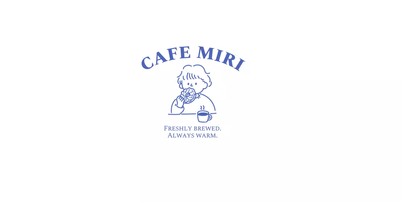 青 シンプル カフェ ロゴ イラストロゴ