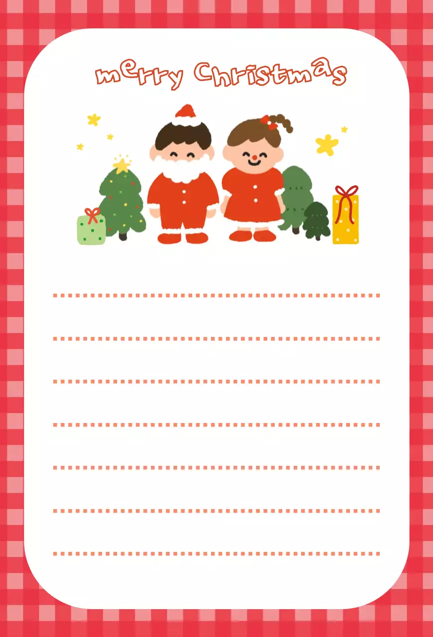 빨간 체크 크리스마스 엽서