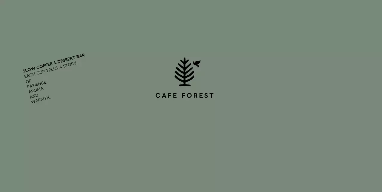 緑 シンプル カフェ ロゴ ロゴテキスト