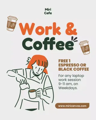 orange modern coffee shop promotion