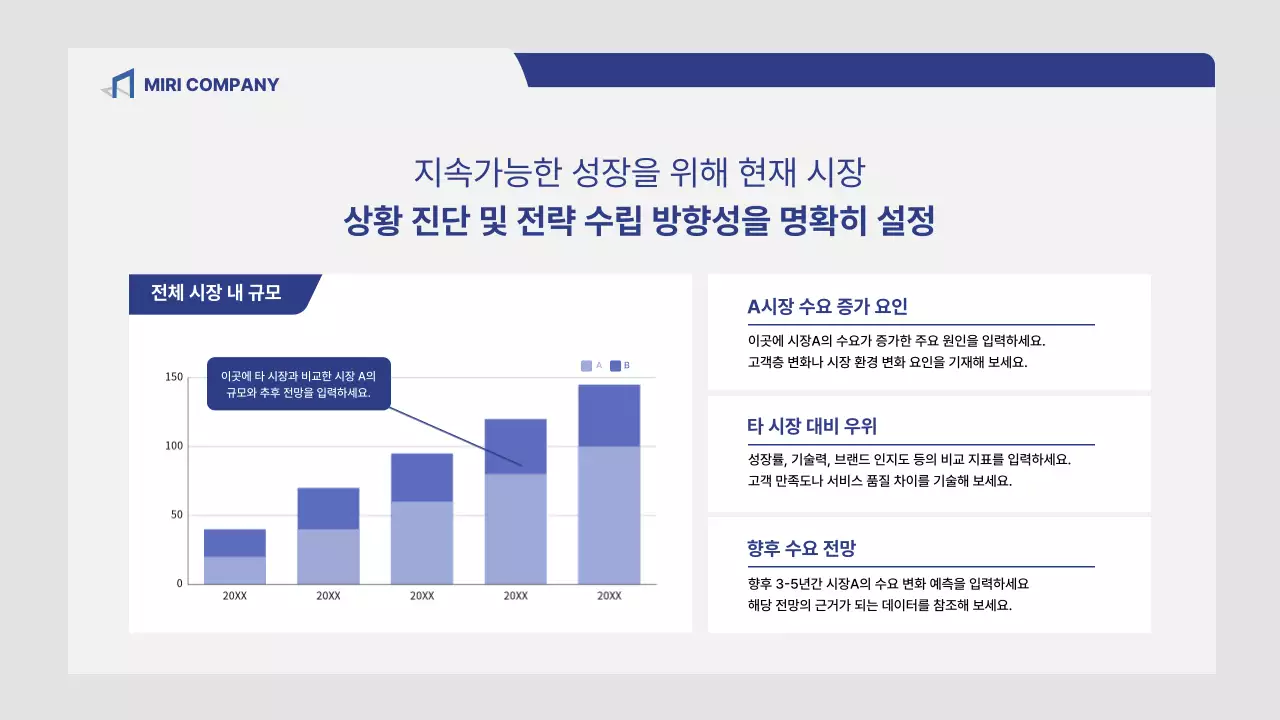 회색 깔끔 시장 분석 보고서