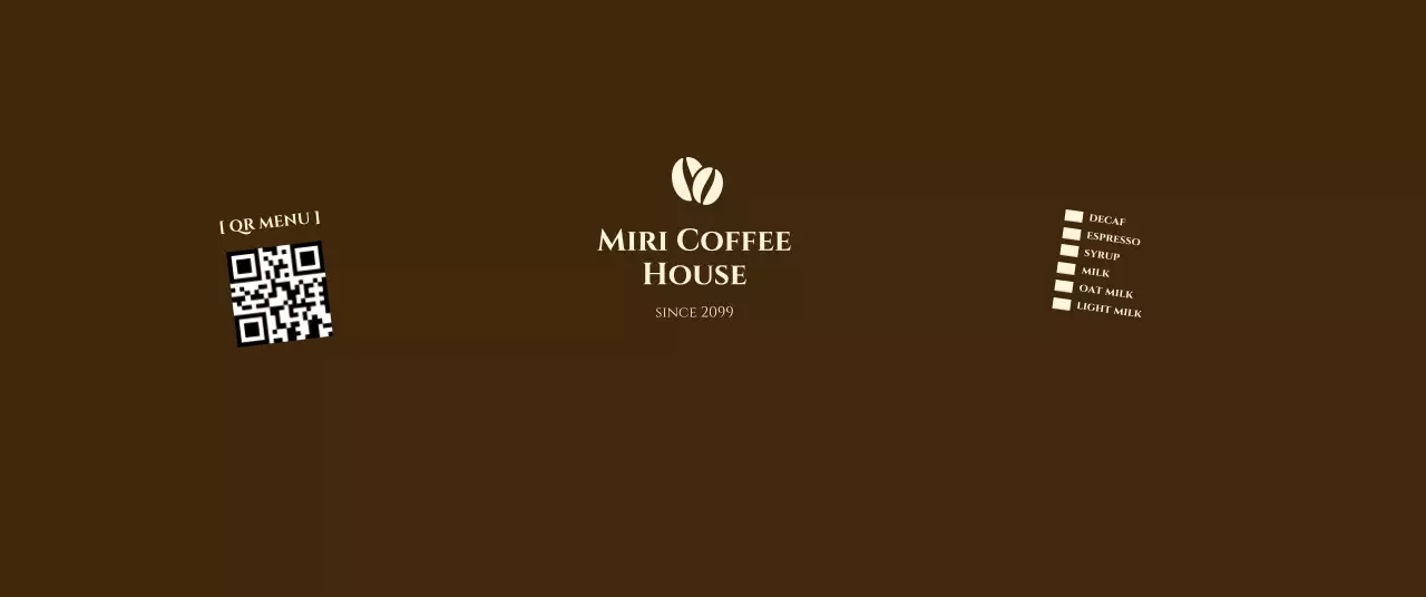 갈색 심플 카페 메뉴판 안내