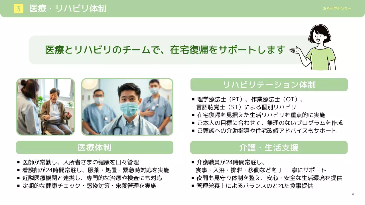 緑 シンプル 介護 資料 プレゼンテーション