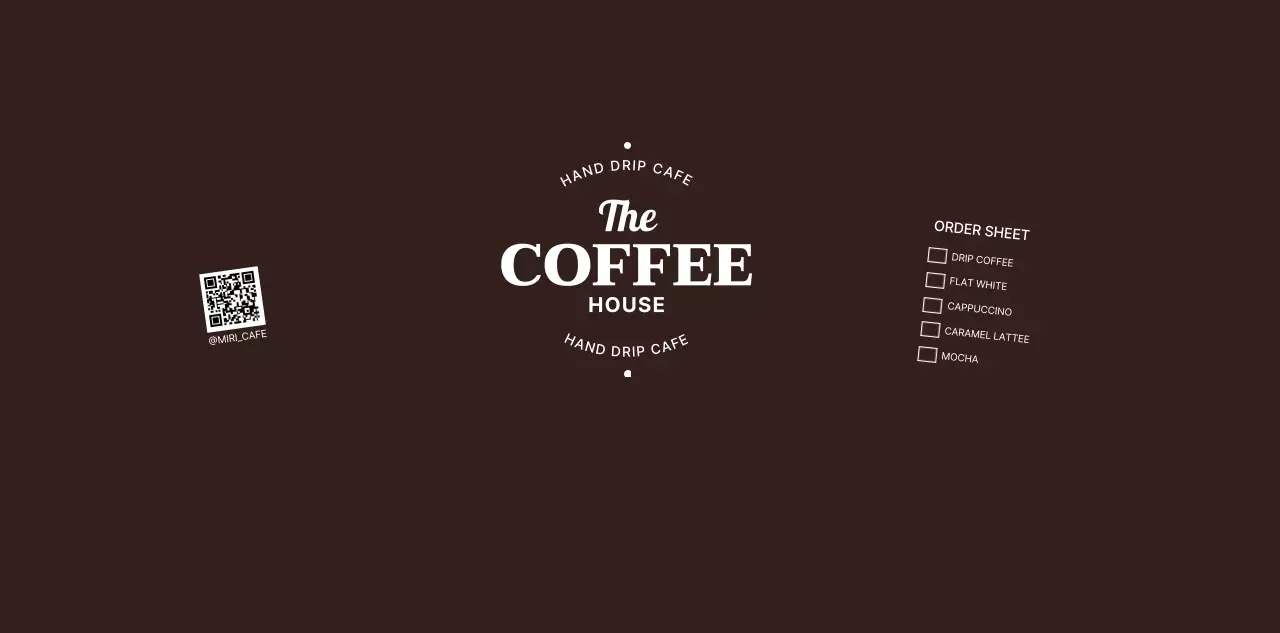 갈색 심플 카페 메뉴판