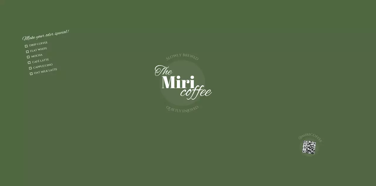 카키 심플 커피 메뉴판